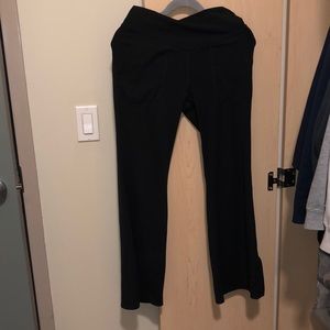 High waisted cross over waist flare yoga pants